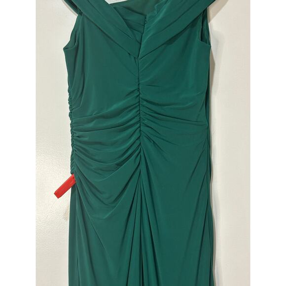 Ieena for Mac Duggal Asymmetrical Neckline Ruched Dress Emerald Size 8 NWT 26517 - Picture 12 of 15